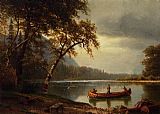 Albert Bierstadt Canvas Paintings - Salmon Fishing on the Cascapediac River